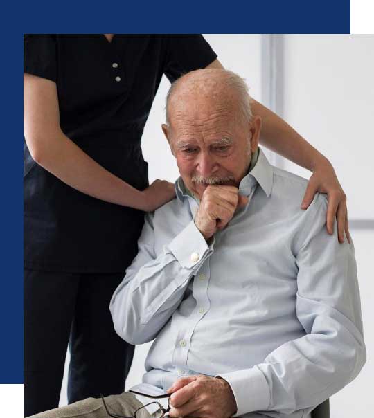 Older man worried about mesothelioma symptoms